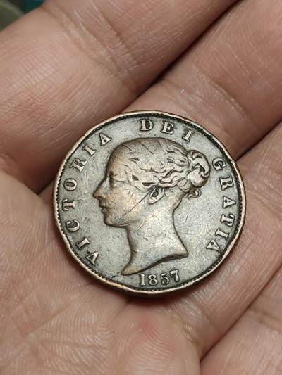 2026年第四十三场(总第二百一十二场）外国好品散币场(免佣金) - 英国🇬🇧1857年半便士(维多利亚女王青年束发)