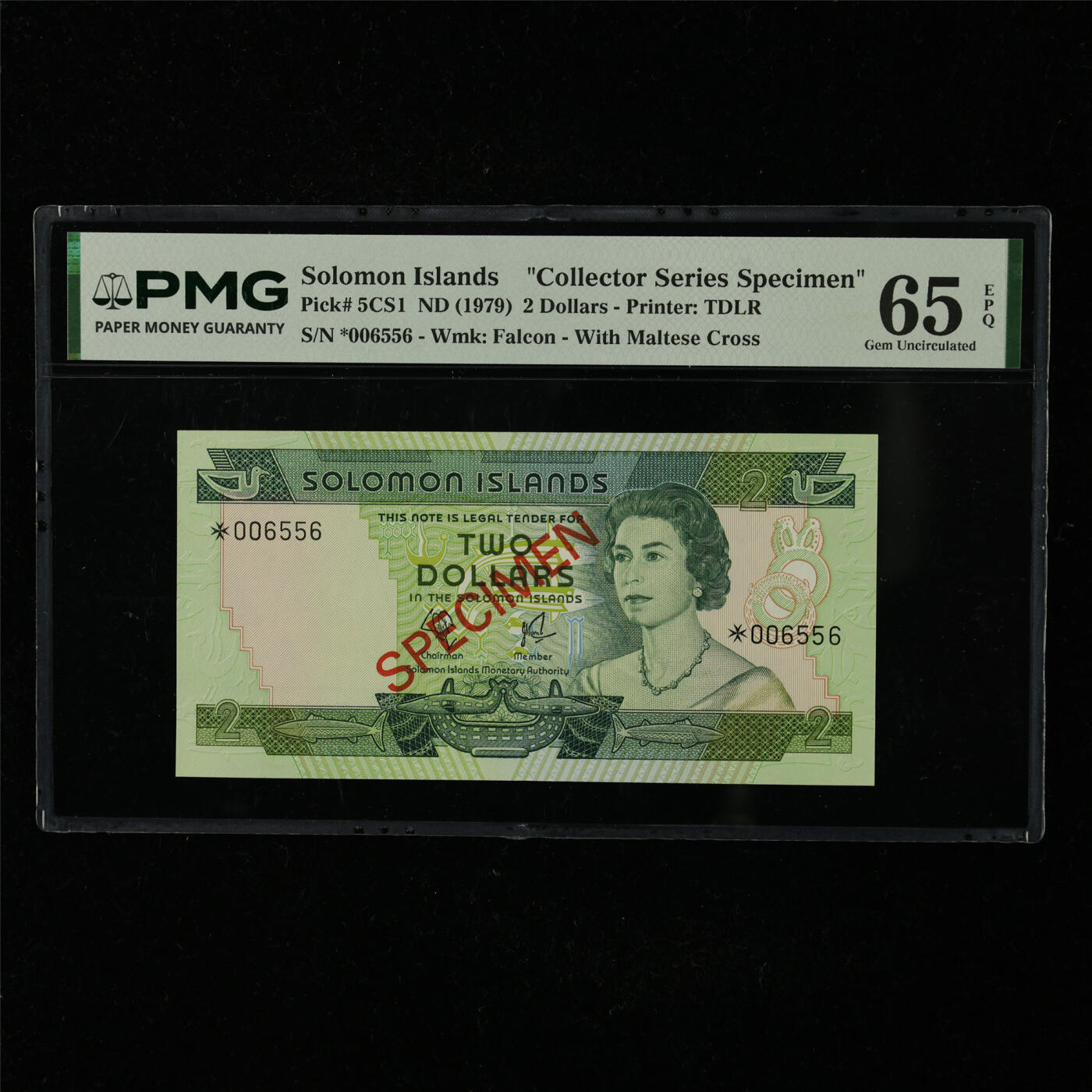 【亘邦集藏】第227期拍卖 1979年 所罗门群岛样钞2元 PMG 65EPQ *006556
