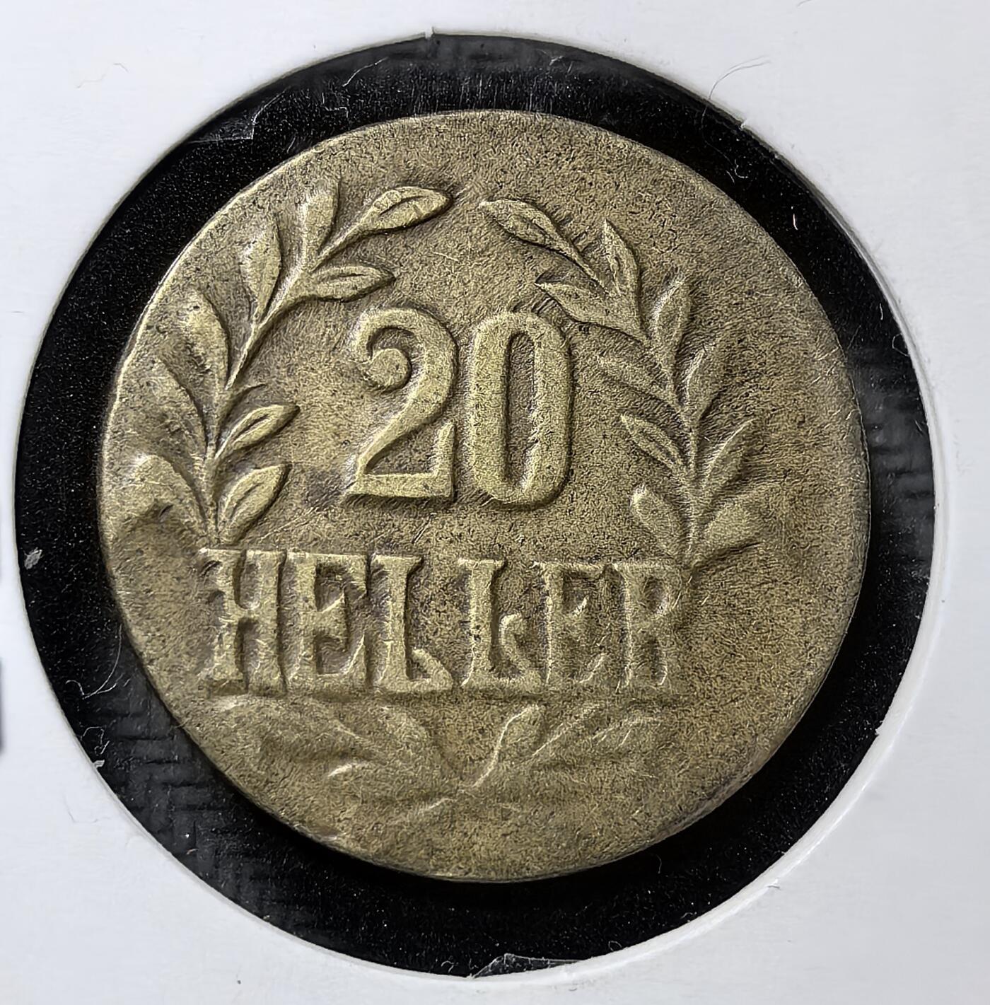 外国优质老铜币纪念币银币专场，周六晚上九点倒数截拍，满百包邮，周日发货,可寄存半年，喜欢朋友微信扫描二维码可直接参拍 德属东非 1916 年20 赫勒紧急货币，一战期间因英军封锁，用战舰黄铜炮管熔铸，是一战非洲战场殖民货币史的实物见证。