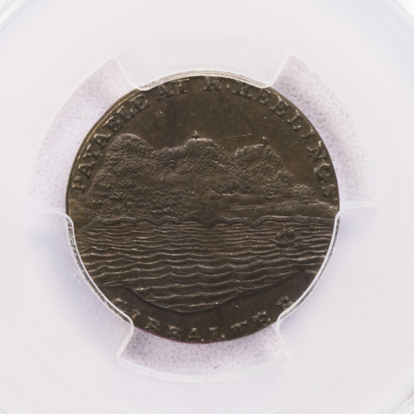 PCGS-MS62 1802直布罗陀海景1夸脱铜币 唯一冠军名家旧藏