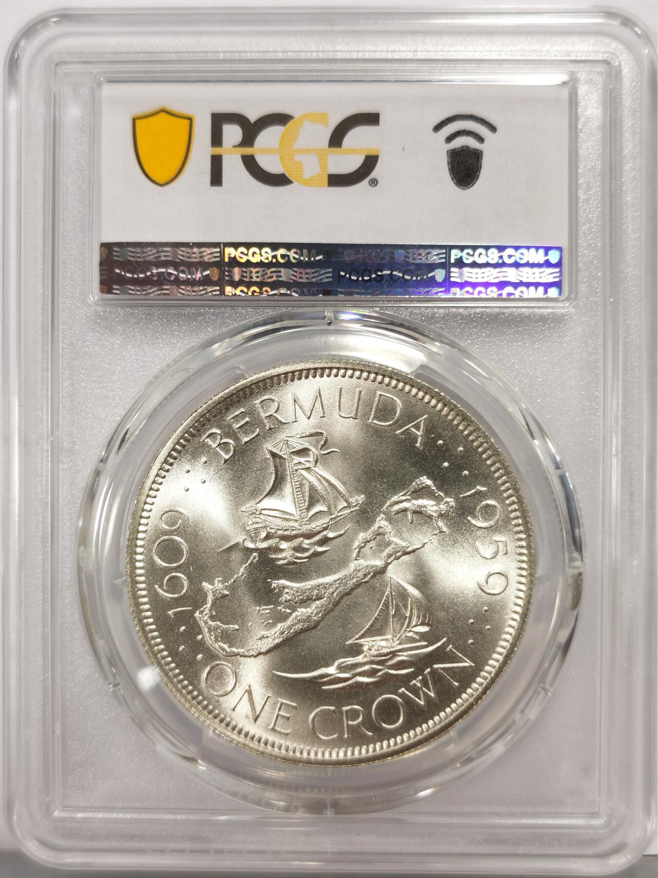 博洋堂世界钱币拍卖第168期（全场包邮） PCGS MS67 英属百慕大1959年伊丽莎白二世发现百慕大350周年1克朗纪念银币-2