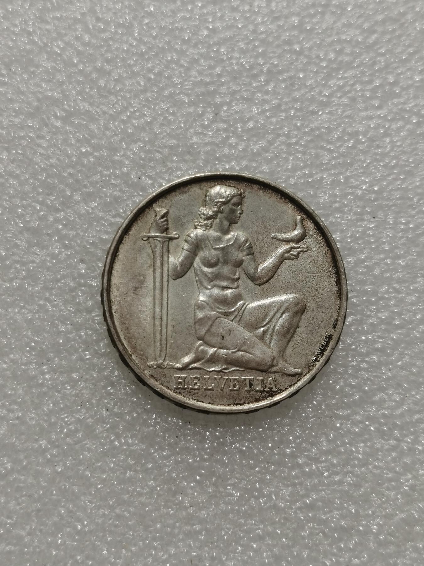 天下钱庄专场欢迎参拍 1936瑞士女神5法郎银币