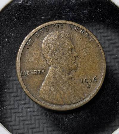 外国优质老铜币纪念币银币专场，周六晚上九点倒数截拍，满百包邮，周日发货,可寄存半年，喜欢朋友微信扫描二维码可直接参拍 - 美国1916 年S版林肯小麦 1 美分铜币