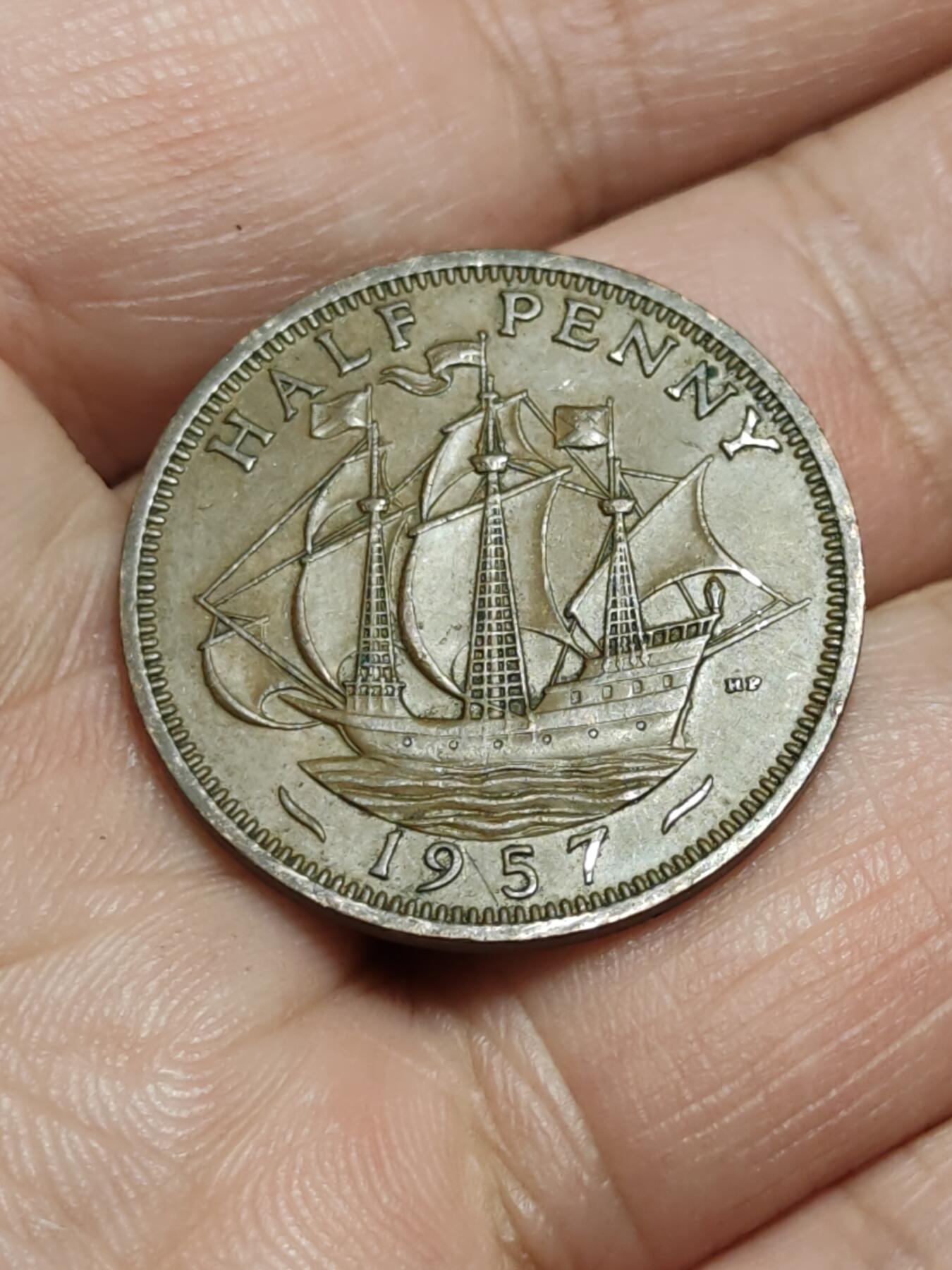 2026年第四十三场(总第二百一十二场）外国好品散币场(免佣金) 英国🇬🇧1957年半便士(伊丽莎白二世青年桂冠第二版)