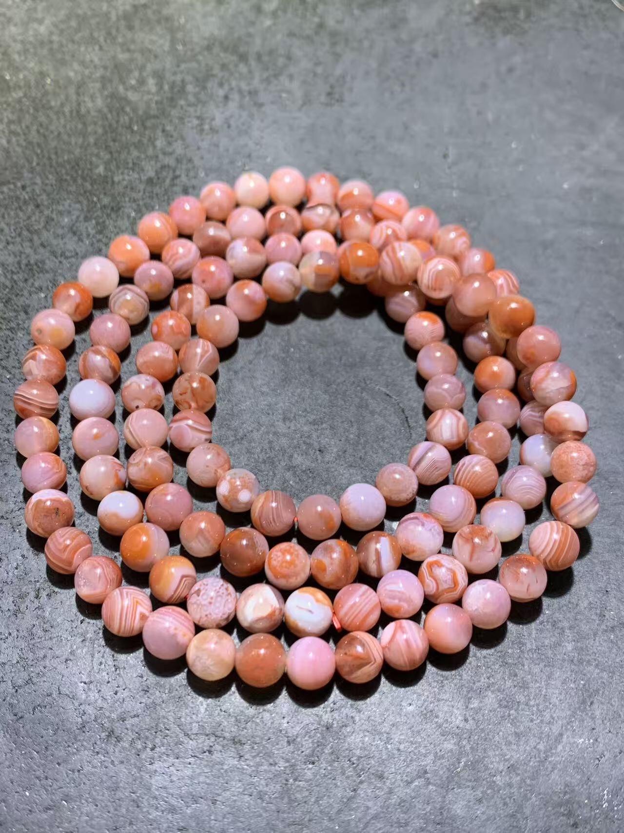 精美红白川料南红玛瑙多圈手串一条