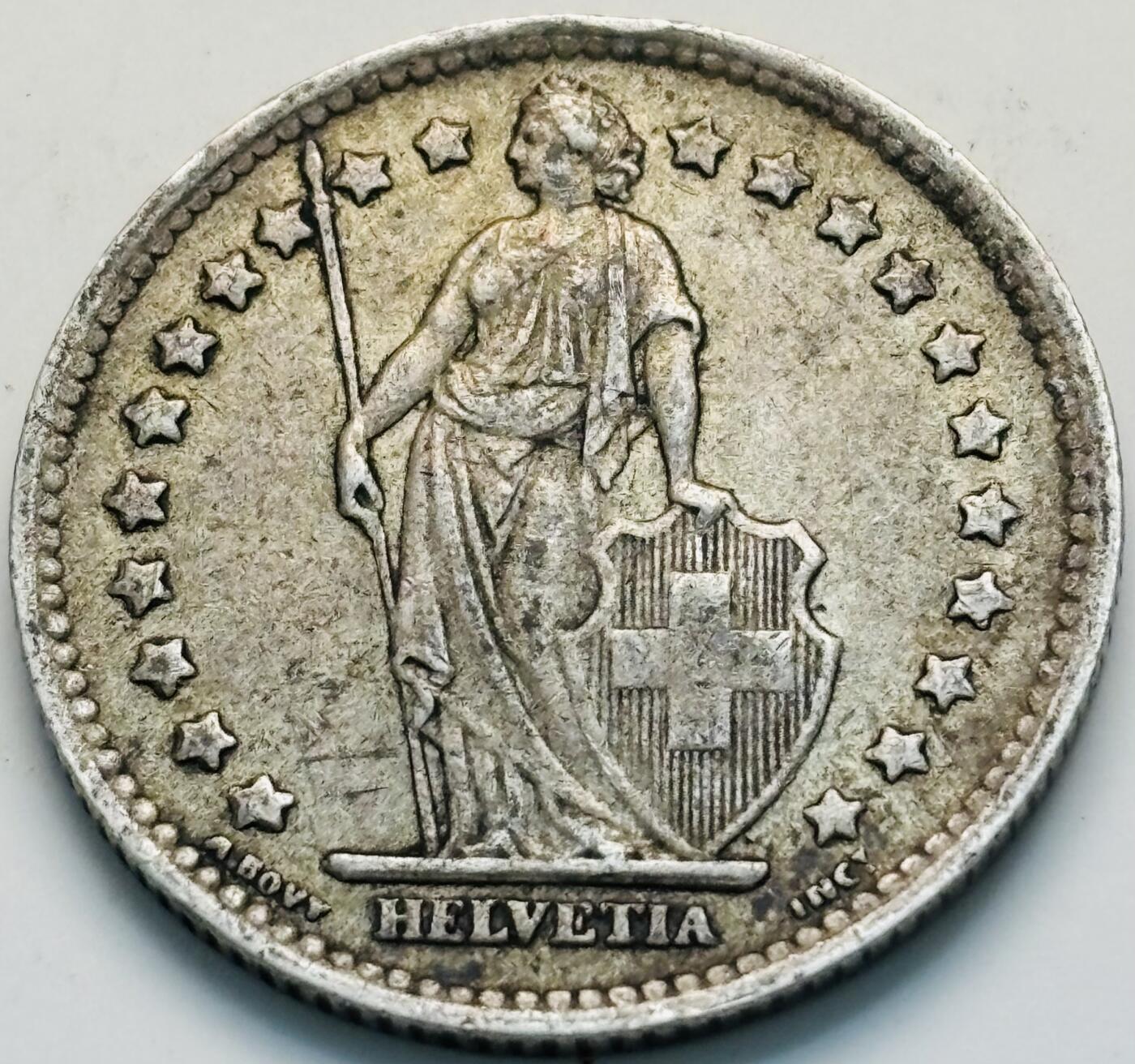 文馨钱币收藏第 299 场，长期接代拍业务 好品 1944 年瑞士 1 法郎银币，5 克 835 银