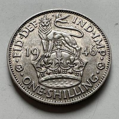 🌹外币初藏🌹🐯2026年第40场   每周二四六晚8️⃣点 世界钱币 - 英国 1946年 乔治六世 1先令银币 5.66克-23.5毫米-50%银