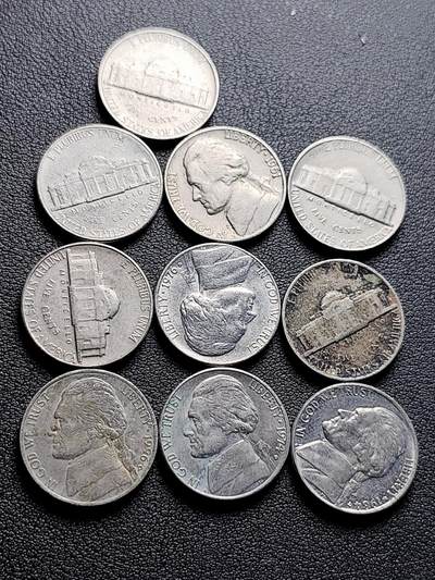 泉币菌-第223场-拍品多 请提前出价(工作原因  发货比较迟缓 已在拍卖规则里面说明 望理解) - 10枚一组 美国杰斐逊纪念币 混合年份