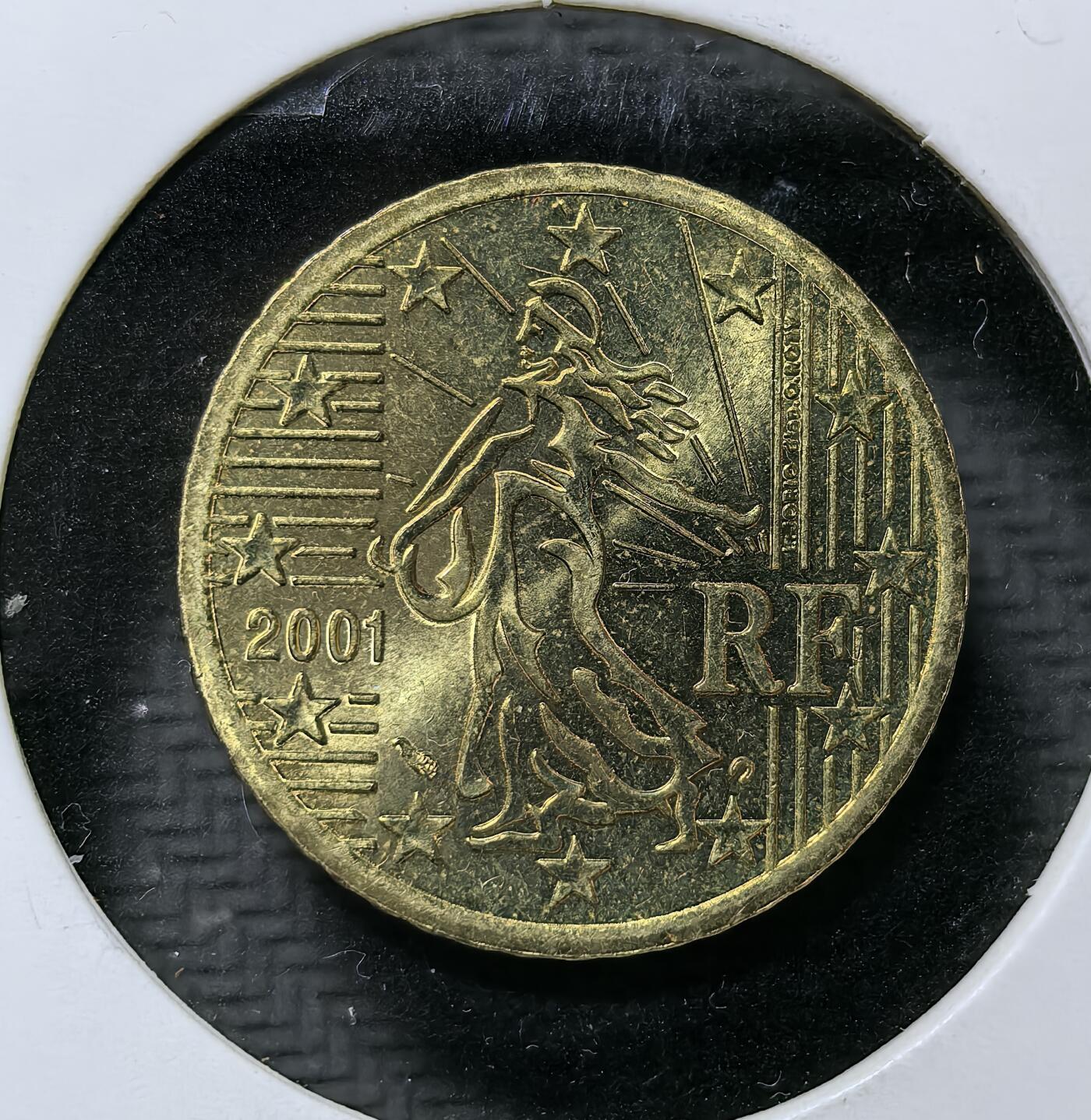 外国优质老铜币纪念币银币专场，周六晚上九点倒数截拍，满百包邮，周日发货,可寄存半年，喜欢朋友微信扫描二维码可直接参拍 原光法国播种女神50欧分，是欧元区首批流通币，见证法国加入欧元区与欧洲一体化进程。