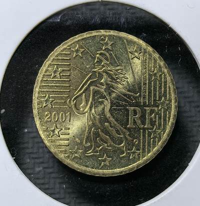 外国优质老铜币纪念币银币专场，周六晚上九点倒数截拍，满百包邮，周日发货,可寄存半年，喜欢朋友微信扫描二维码可直接参拍 - 原光法国播种女神50欧分，是欧元区首批流通币，见证法国加入欧元区与欧洲一体化进程。