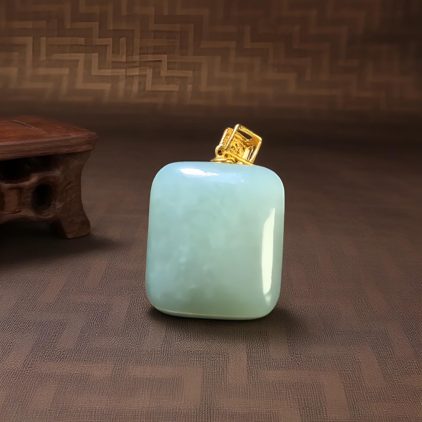 碧月说宝 君子怀瑾·当代和田玉清风专场(八) 和田玉18K金且末蓝平安牌