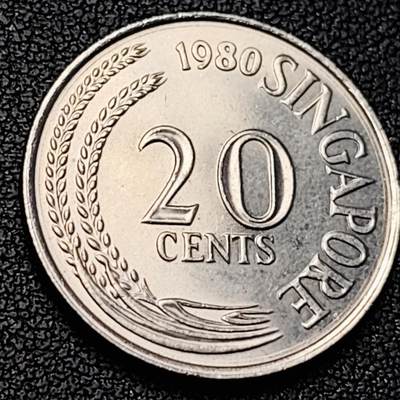 泉币菌-第223场-拍品多 请提前出价(工作原因  发货比较迟缓 已在拍卖规则里面说明 望理解) - 原光 高币值 1980年 新加坡20分 海洋动物-剑鱼 24mm 