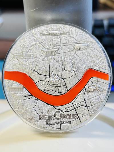 帕劳2024年蒂凡尼大都会4首尔高浮雕3盎司银币，999银，发行999枚