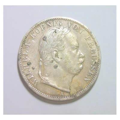 【银】德国普鲁士1866年 威廉一世洋葱头1泰勒银币 极美品 - 【银】德国普鲁士1866年 威廉一世洋葱头1泰勒银币 极美品