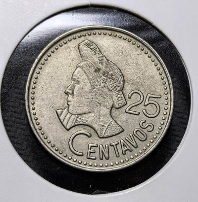 外国优质老铜币纪念币银币专场，周六晚上九点倒数截拍，满百包邮，周日发货,可寄存半年，喜欢朋友微信扫描二维码可直接参拍 - 危地马拉玛雅女神25 分，正面为玛雅女性形象，彰显本土印第安文化，背面是危地马拉国徽与格查尔鸟，见证中美洲国家历史与文化传承。