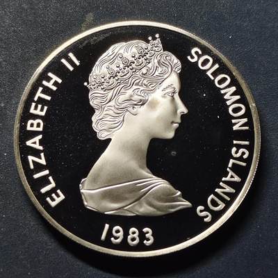 【全场包邮】纯粹捡漏拍519场 - 【稀少】所罗门群岛1983年5元加冕30周年精制克朗型纪念银币【39.5毫米30.28克50%】-量2944