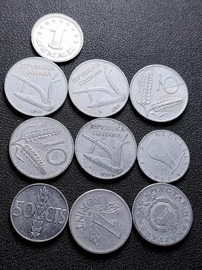 泉币菌-第223场-拍品多 请提前出价(工作原因  发货比较迟缓 已在拍卖规则里面说明 望理解) - 11枚一组 意大利各面值 里拉铝币 混合年份