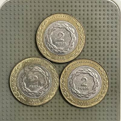 2026年第42场各国散币拍卖（总第192场） - 阿根廷2016年2比索3枚