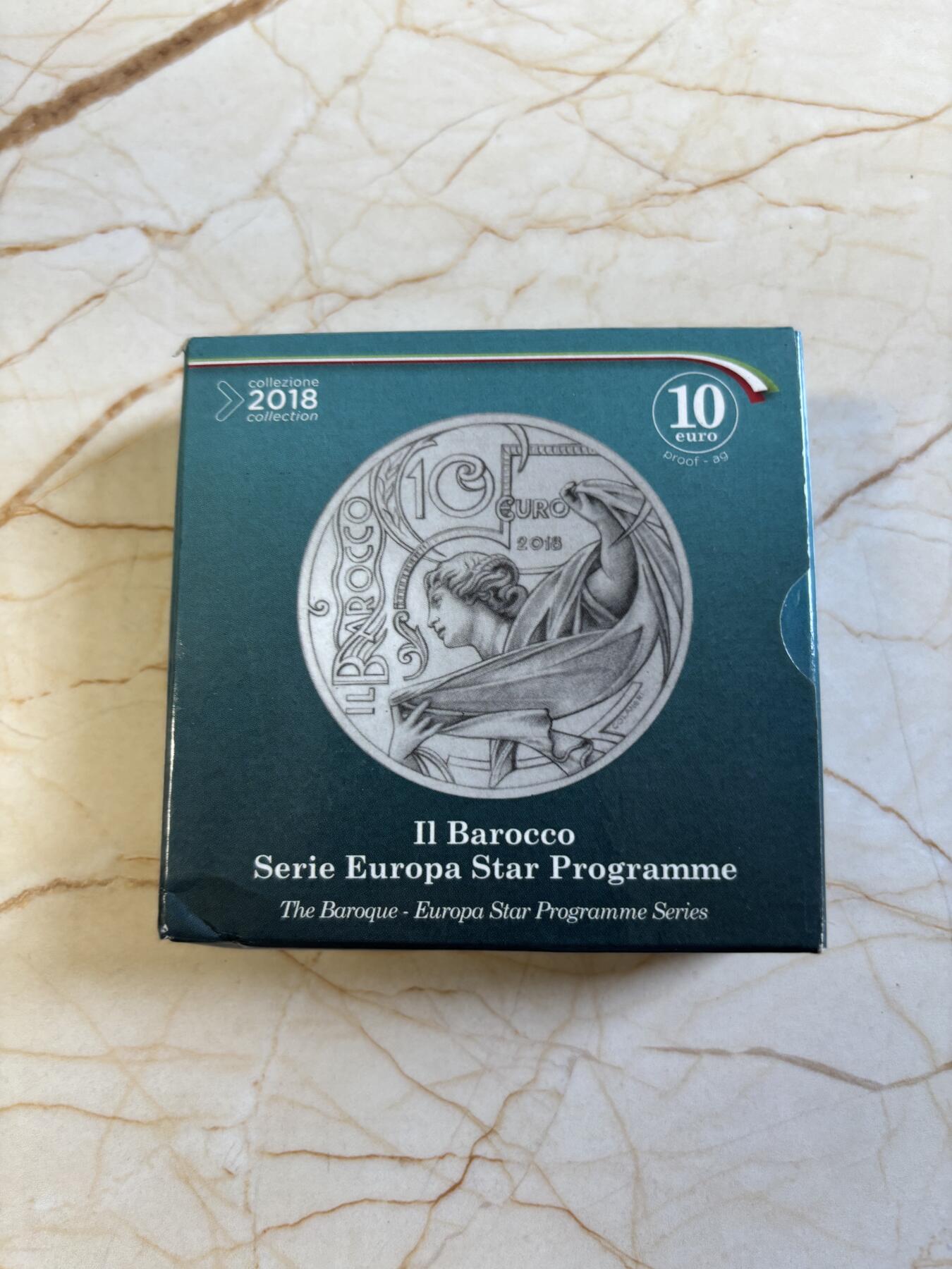 第197期拍卖 意大利2018年欧洲之星巴洛克和洛可可精制纪念银币,925银，22克，发行4500枚