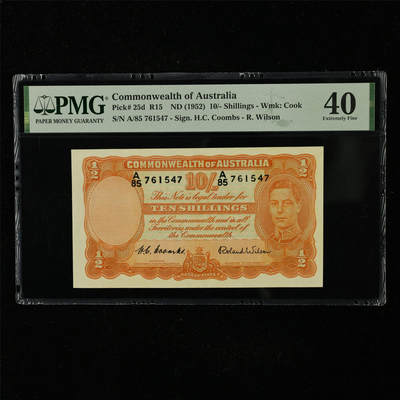 【亘邦集藏】第227期拍卖 - 1952年 澳大利亚10先令 PMG 40 A/85 761547