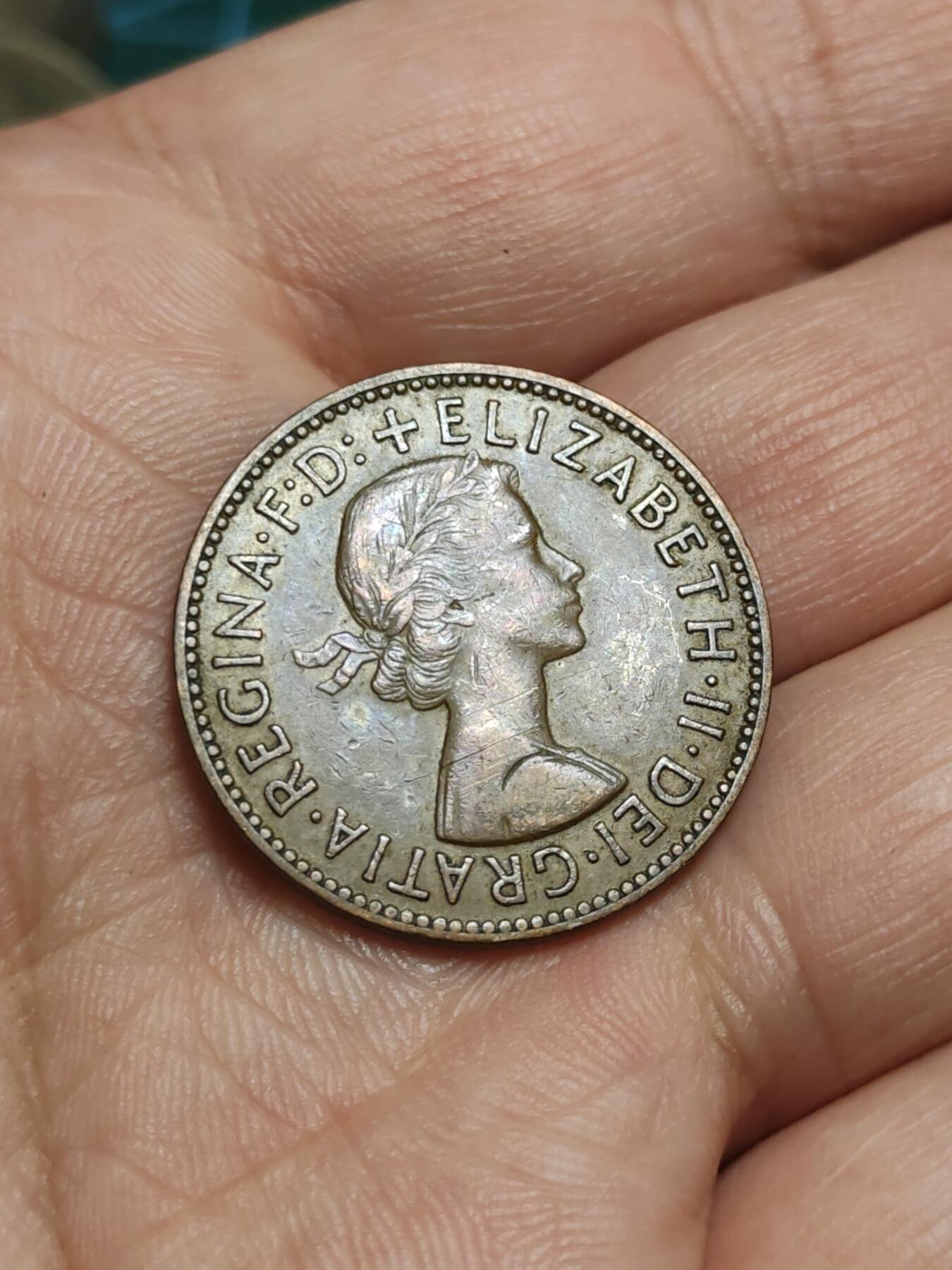 2026年第四十三场(总第二百一十二场）外国好品散币场(免佣金) 英国🇬🇧1957年半便士(伊丽莎白二世青年桂冠第二版)