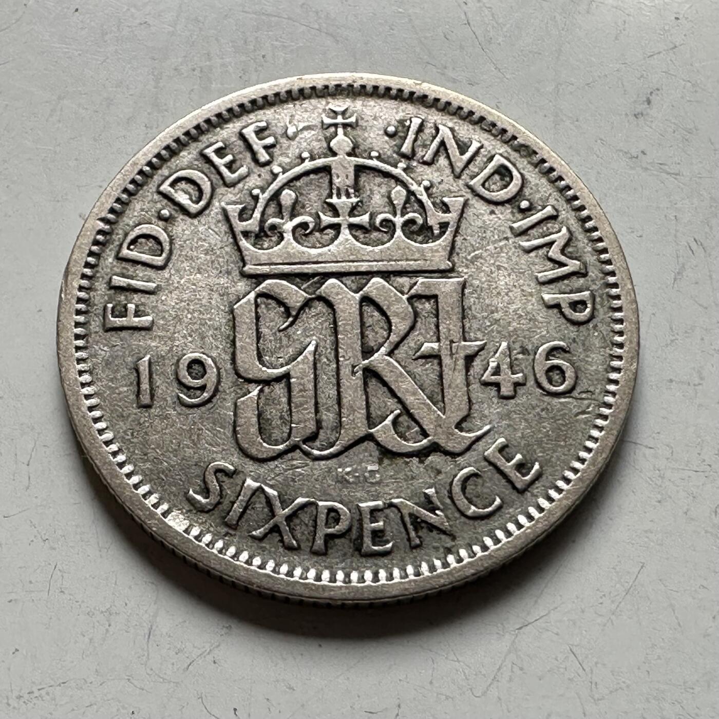 🌹外币初藏🌹🐯2026年第40场   每周二四六晚8️⃣点 世界钱币 英国 1946年 乔治六世 6便士银币 2.83克-19毫米-50%银