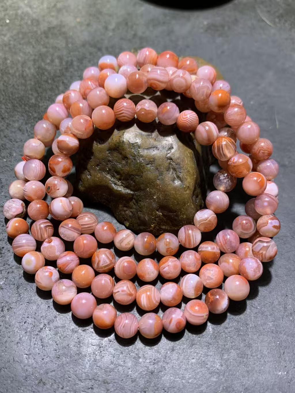 精美红白川料南红玛瑙多圈手串一条