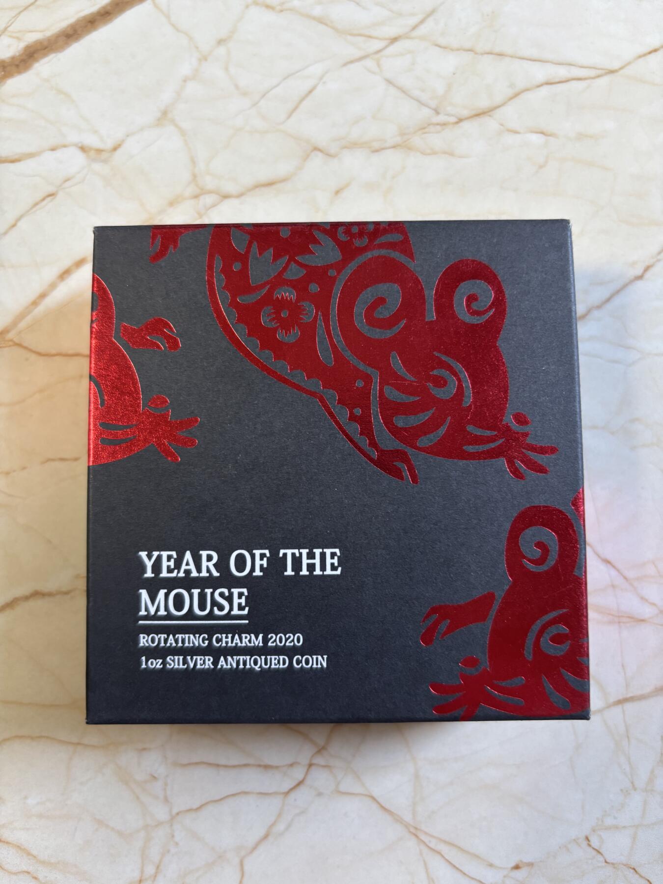 第197期拍卖 图瓦卢2020年旋转中国生肖鼠1盎司仿古纪念银币，999银，发行3000枚