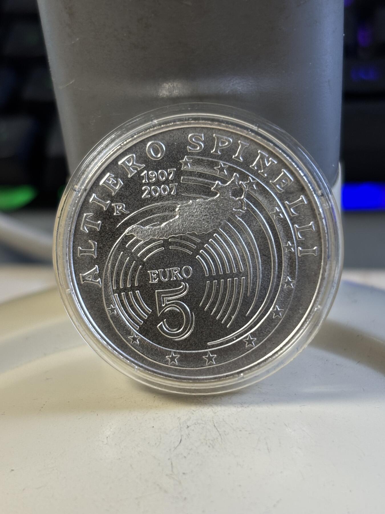 第197期拍卖 意大利2007年政治家斯皮内利诞辰百年磨砂纪念银币，925银，18克