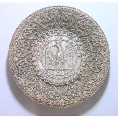 【艺术】法国艺术大章 拿破仑帝王鹰+雄鹰盾徽 高浮雕精制巨型盘型大镀银章 95MM 93克 - 【艺术】法国艺术大章 拿破仑帝王鹰+雄鹰盾徽 高浮雕精制巨型盘型大镀银章 95MM 93克