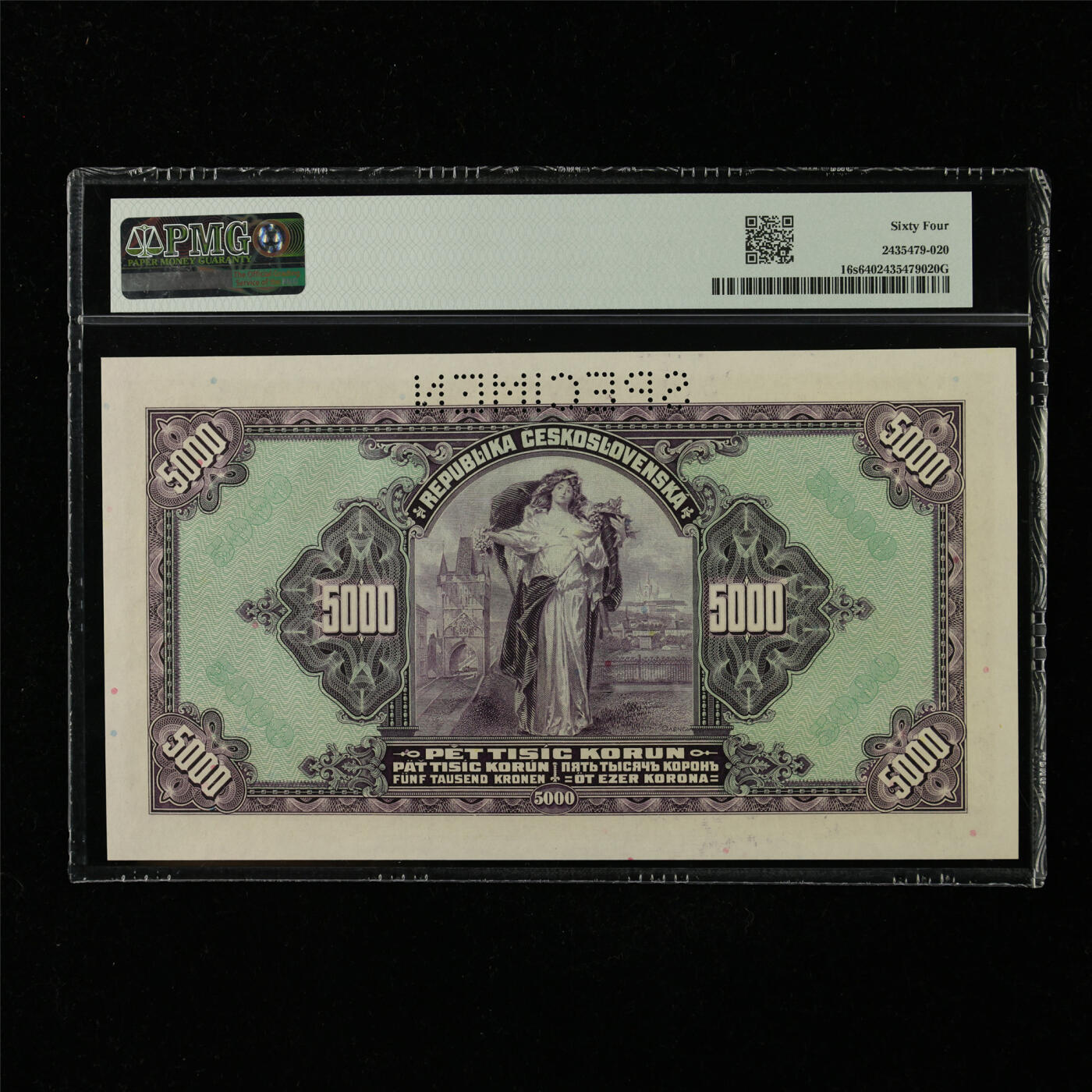 【亘邦集藏】第227期拍卖 1943年 波西米亚和摩拉维亚样钞5000克朗 PMG 64 C 199161