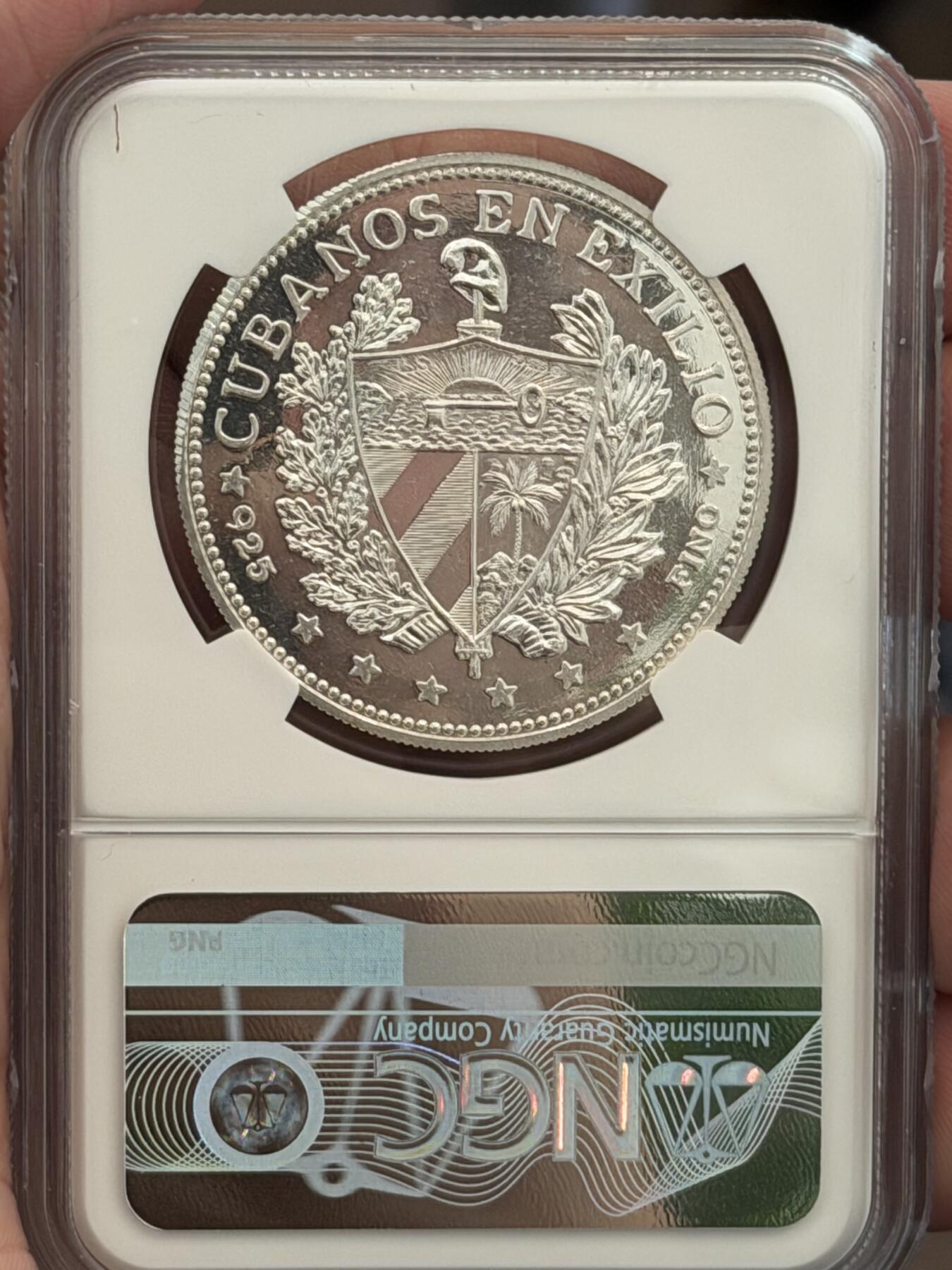 NGC-PF67UC 1965古巴流亡政府女神1比索银币