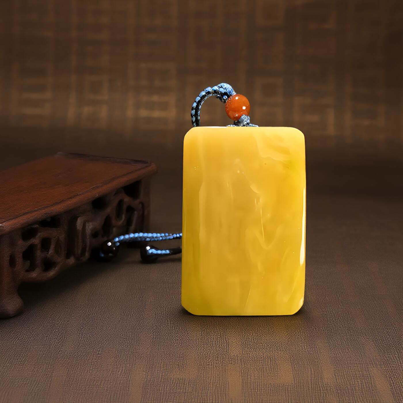 碧月说宝 君子怀瑾·当代和田玉清风专场(八) 高品 蜜蜡鸡油黄平安无事牌