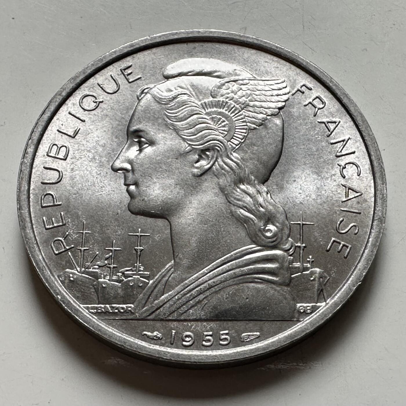 🌹外币初藏🌹🐯2026年第40场   每周二四六晚8️⃣点 世界钱币 法属留尼汪 1955年 5法郎