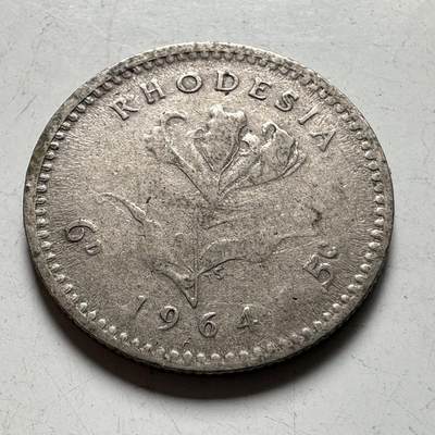 🌹外币初藏🌹🐯2026年第40场   每周二四六晚8️⃣点 世界钱币 - 罗得西亚 1964年 伊丽莎白二世 6便士 铜镍币 