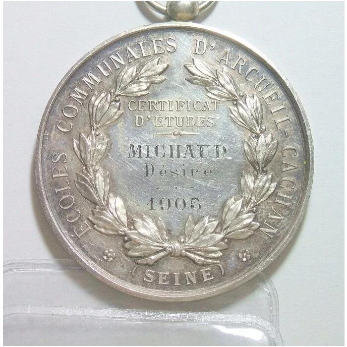 【旋风钱币】4月18日19:00准时开拍 精美欧洲币章、银币银章、第三帝国钱币等 全场包邮！ 【银】法国1905年 玛丽安娜女神坐像高浮雕精制大银章 43MM 29克