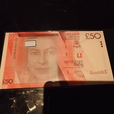 世界钱币～微拍第245期暨2026年第26期  新货卖剩品种部分上架提供选购 - 2019年直布罗陀50镑AAA冠 全新绝品无47尾号983