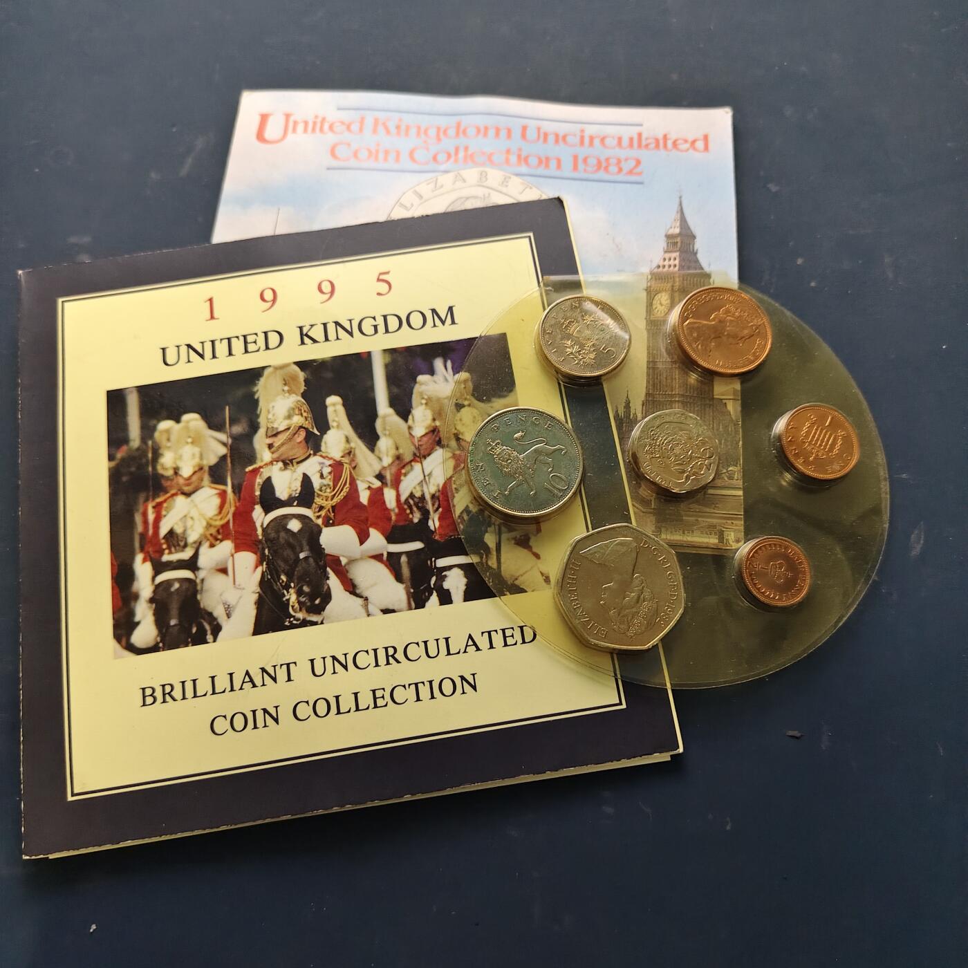 【全场包邮】纯粹捡漏拍521场 英国官方封装套币3套一组-1982年封装（无外壳）+1982年封装+1995年封装含联合国2镑