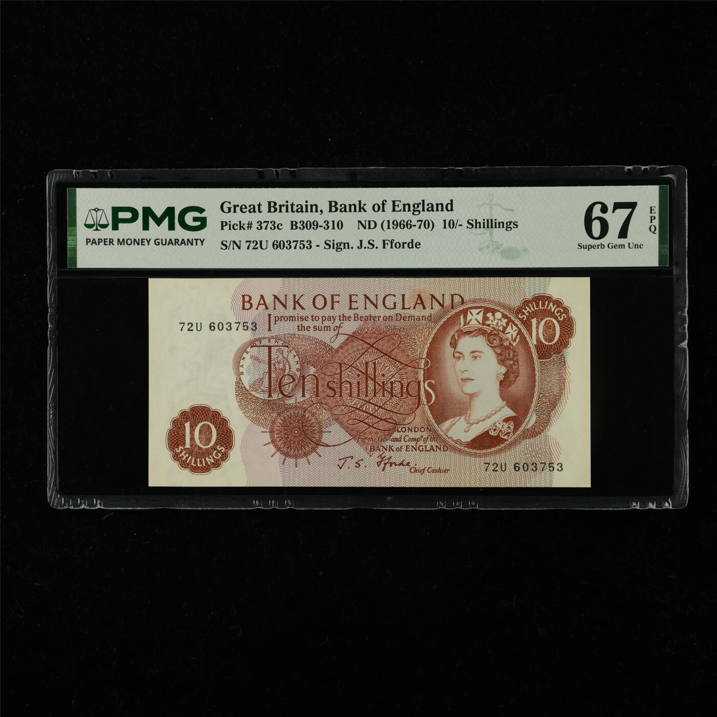 【亘邦集藏】第227期拍卖 1966-70年 英国10先令 PMG 67EPQ 72U 603753