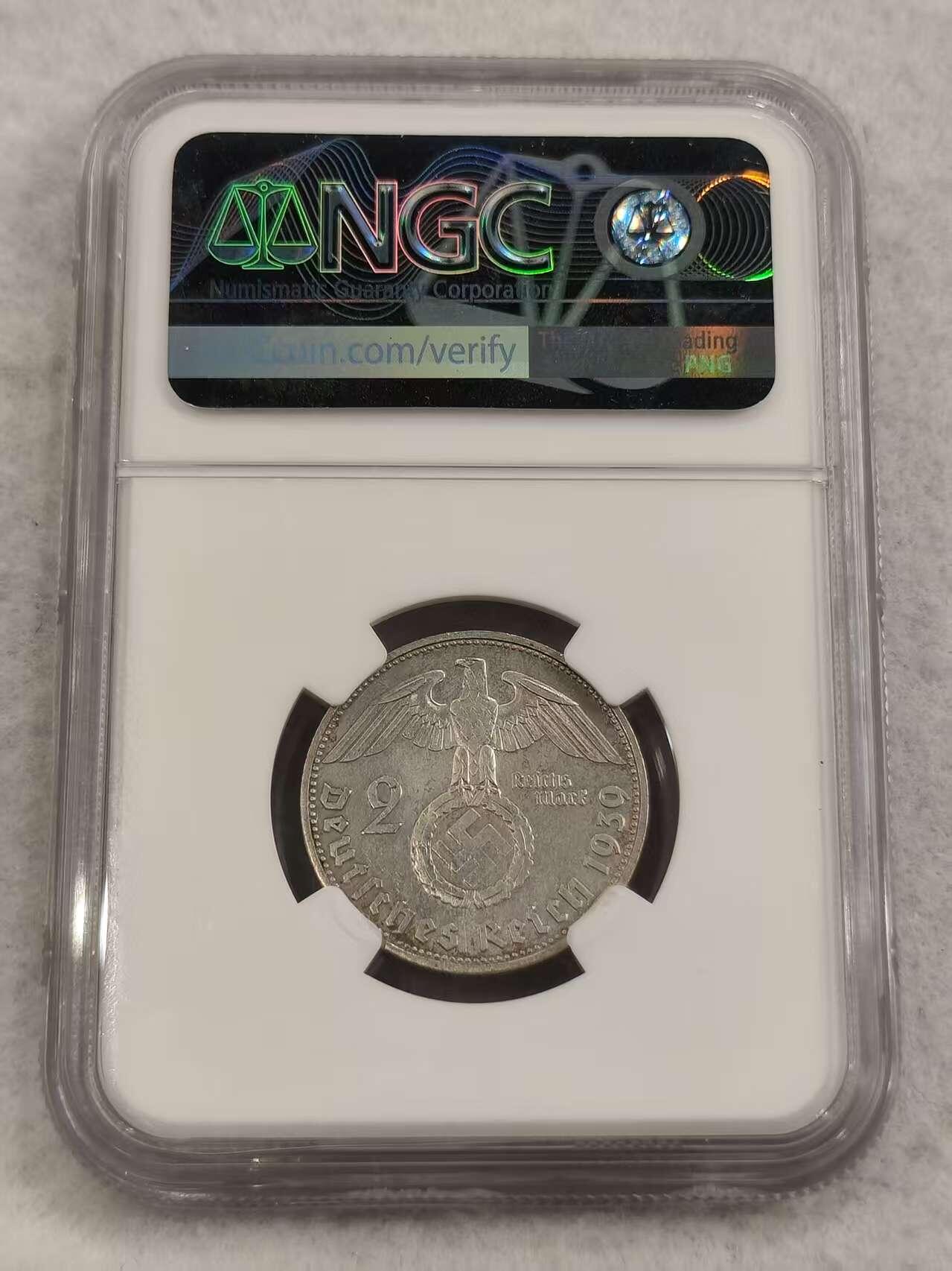 G&W世界散币，银币处理专场（第47场） NGC-AUD 德国1939年2马克  银币
