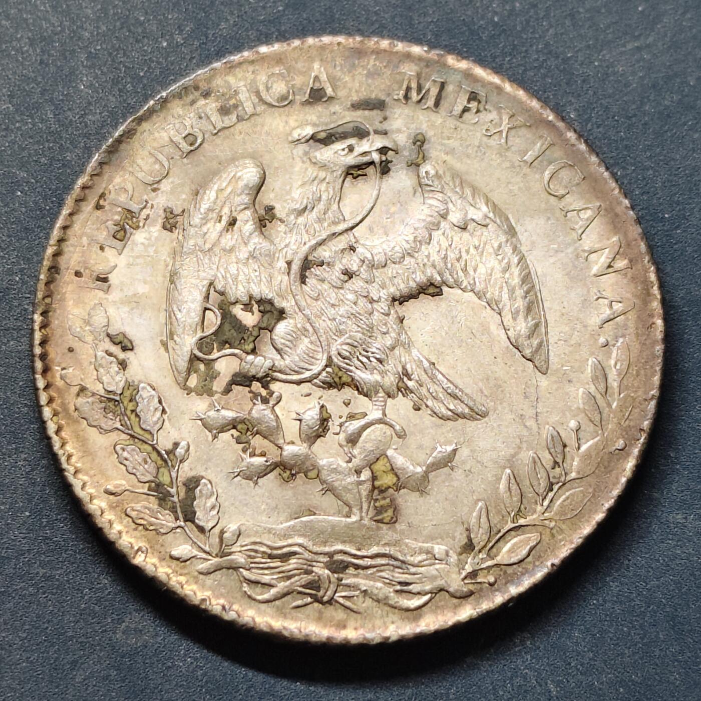 【全场包邮】纯粹捡漏拍519场 墨西哥1886年8瑞尔花边鹰洋银币-萨卡特卡斯州（Zs）厂【28.9毫米27.07克90.3%】-C