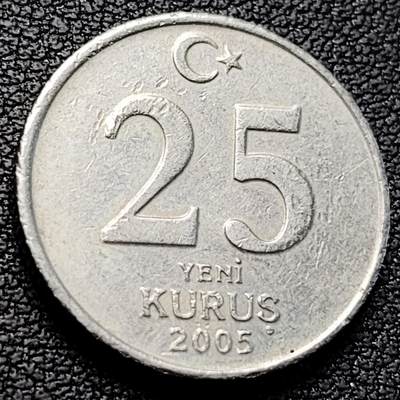 泉币菌-第223场-拍品多 请提前出价(工作原因  发货比较迟缓 已在拍卖规则里面说明 望理解) - 土耳其 25新库鲁 铜镍币 2005年 21.5毫米 5.3克