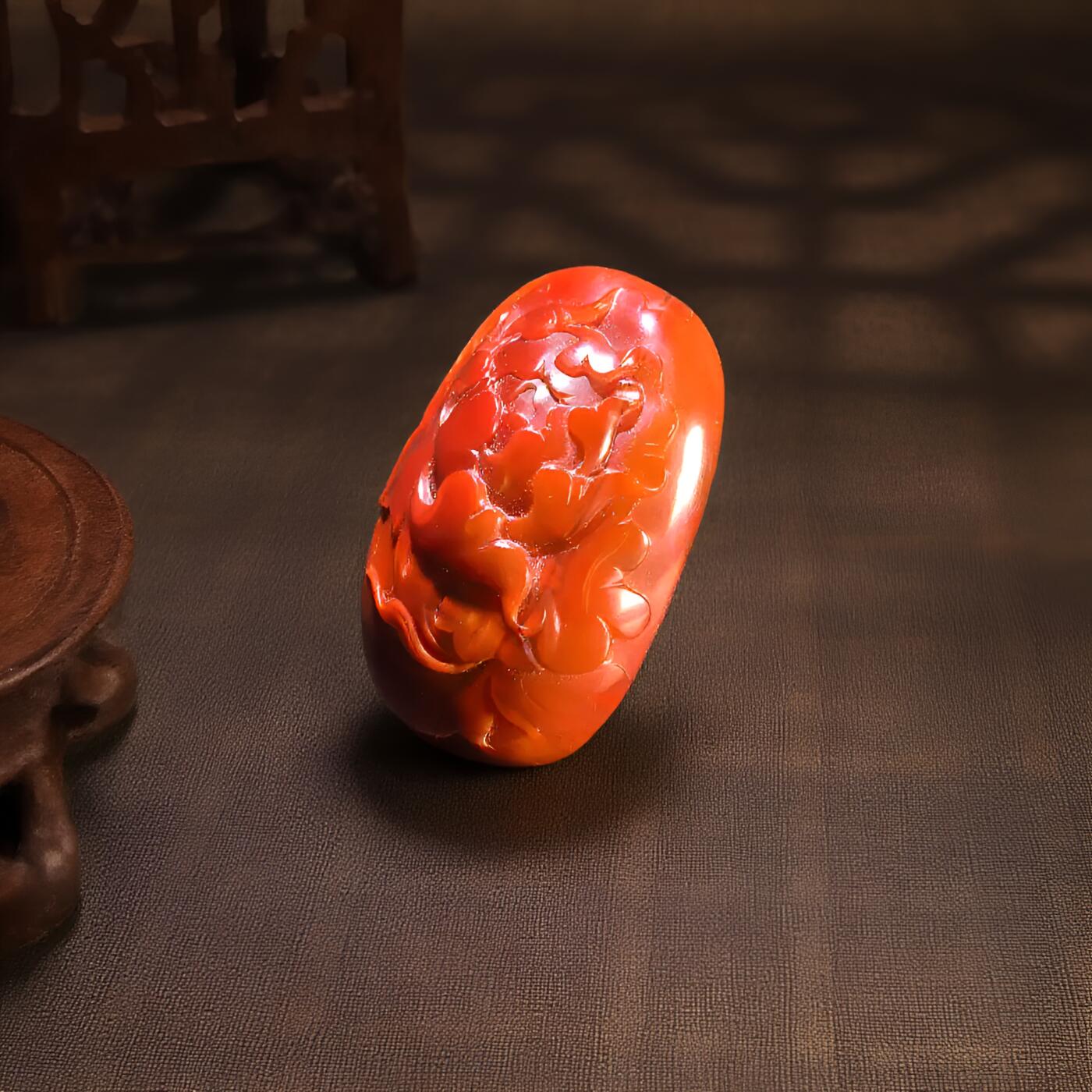 碧月说宝 君子怀瑾·当代和田玉清风专场(八) 苏工名家娄爱武作品 花开富贵牡丹花南红吊坠