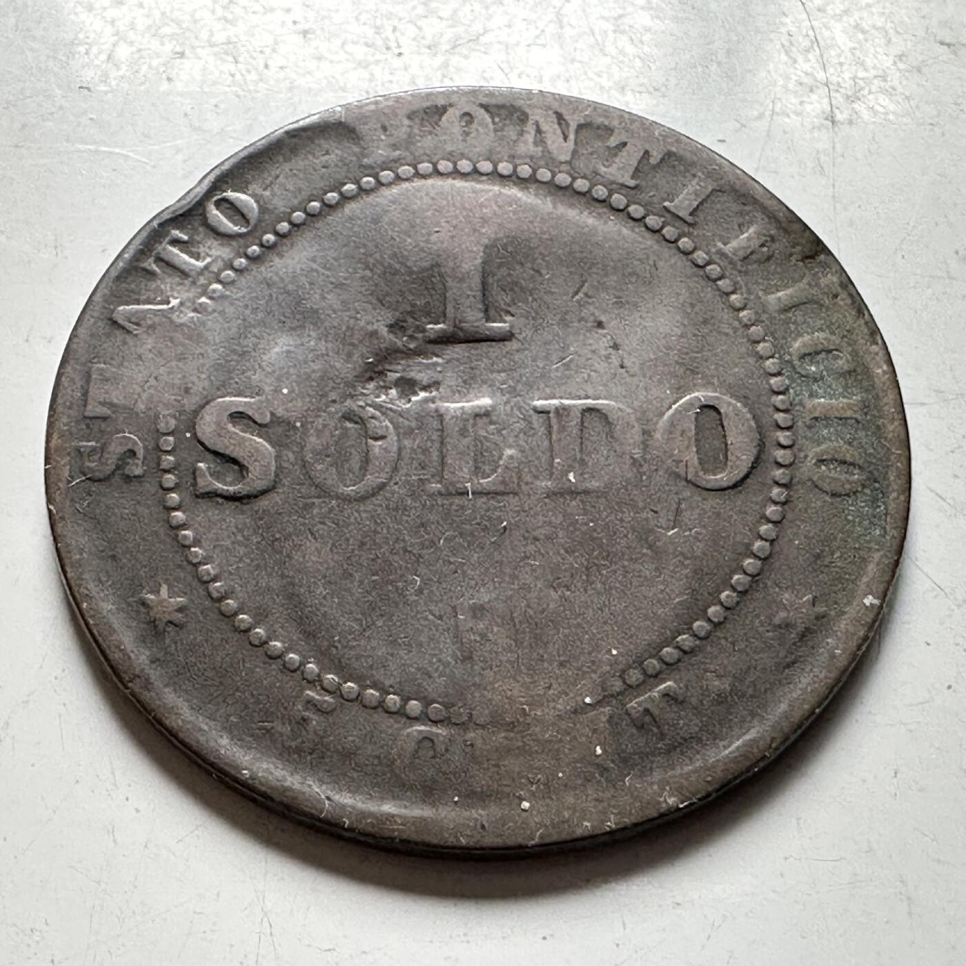 🌹外币初藏🌹🐯2026年第40场   每周二四六晚8️⃣点 世界钱币 梵蒂冈（教皇国） 1866年 庇护九世 1索尔多铜币 