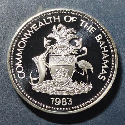 【全场包邮】纯粹捡漏拍519场 - 【少见】巴哈马群岛1983年10元加冕30周年精制克朗型纪念银币【39.5毫米30.28克50%】-量3374