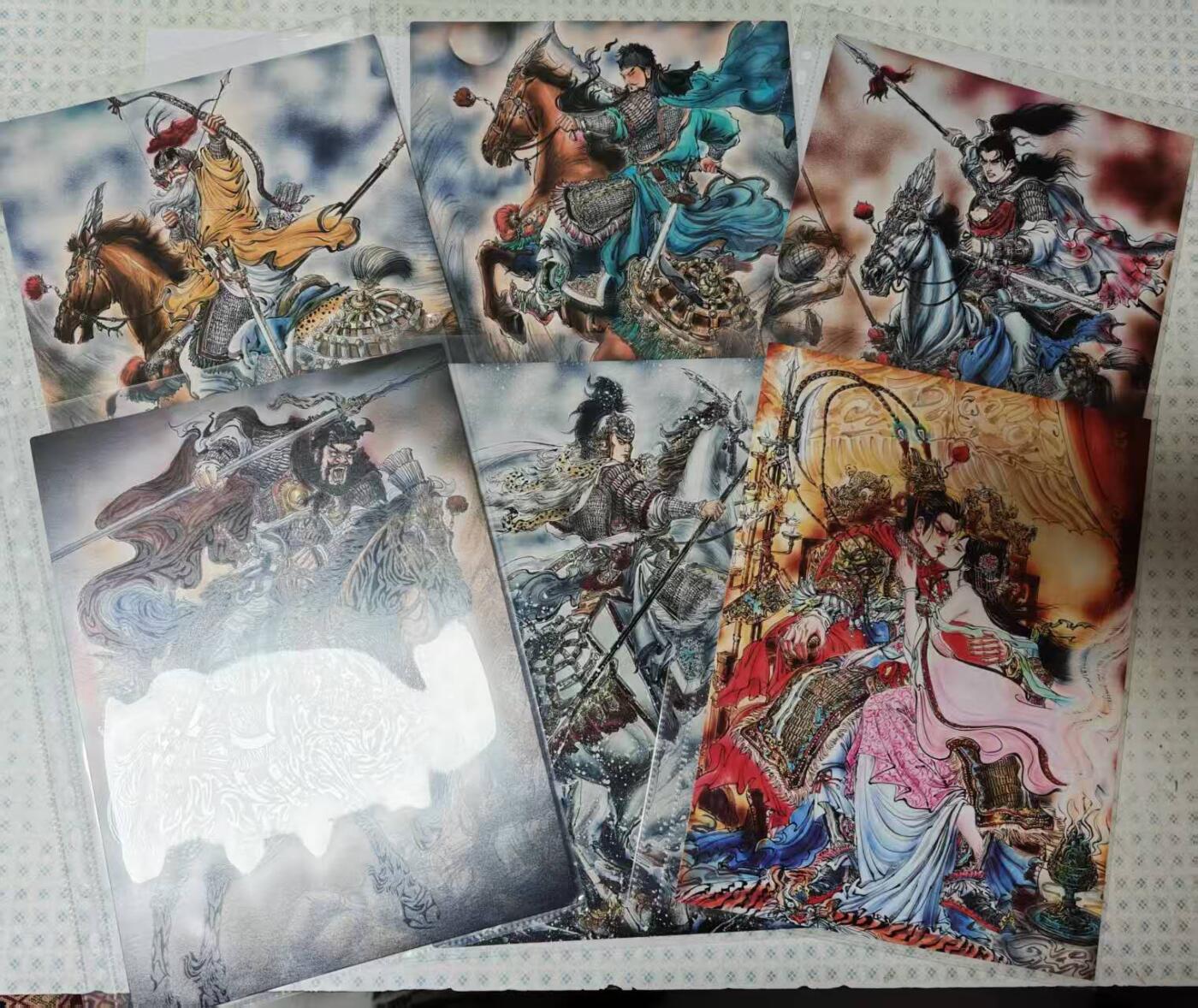 龙虎卡牌-八二场（满200元包邮，无佣金，每周六结拍，欢迎送拍） A4普卡大卡6张   齐卡文化  梓墨 - 五虎上将&吕布与貂蝉