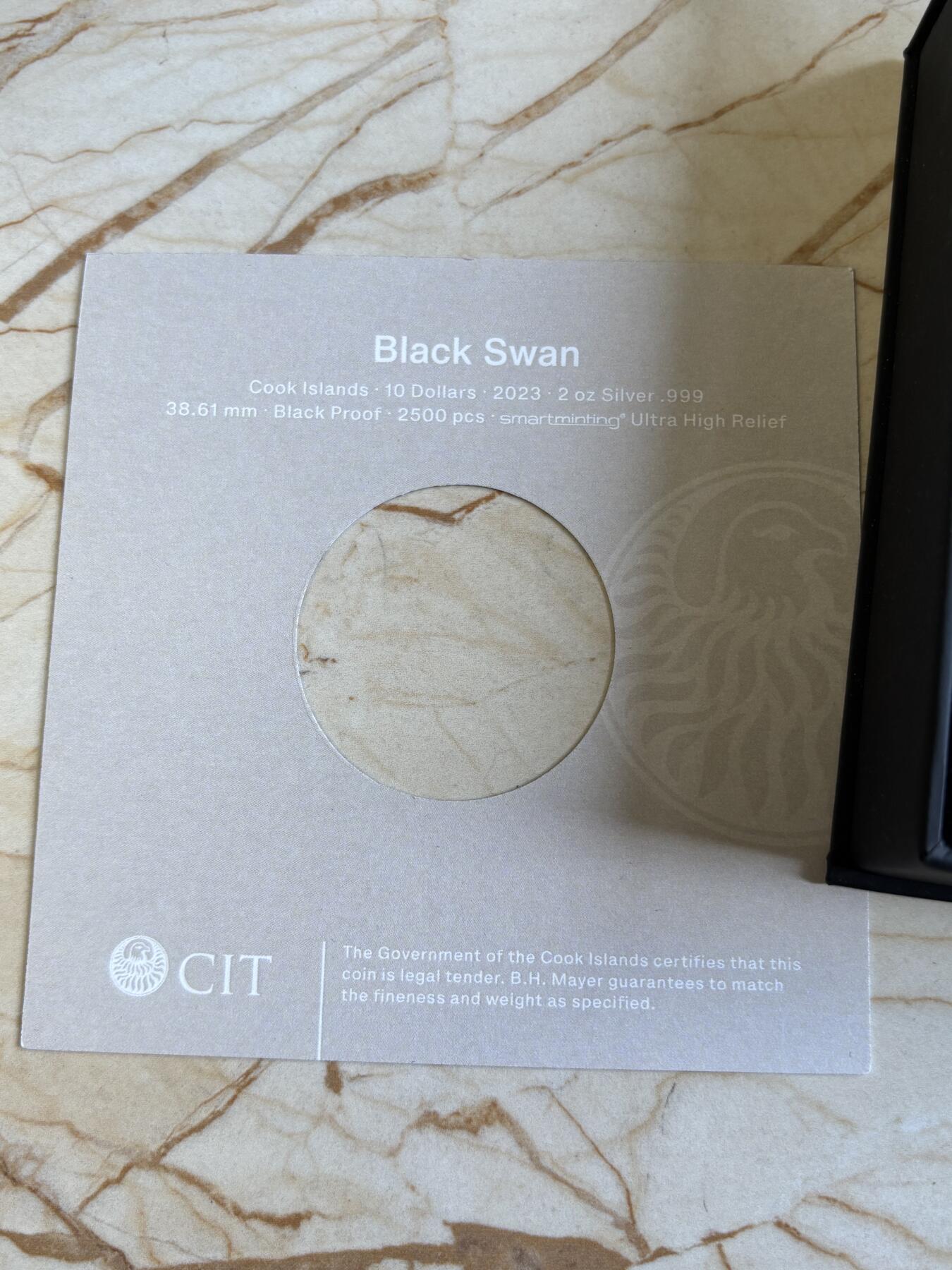 第197期拍卖 库克2023年自然平衡系列黑白天鹅2盎司异形银币，999银，发行2500枚