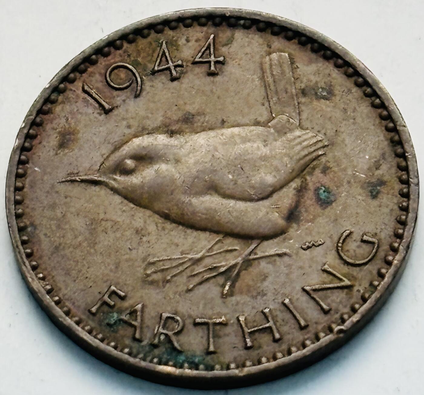 文馨钱币收藏第 299 场，长期接代拍业务 1944 年英国乔治六世法新铜币