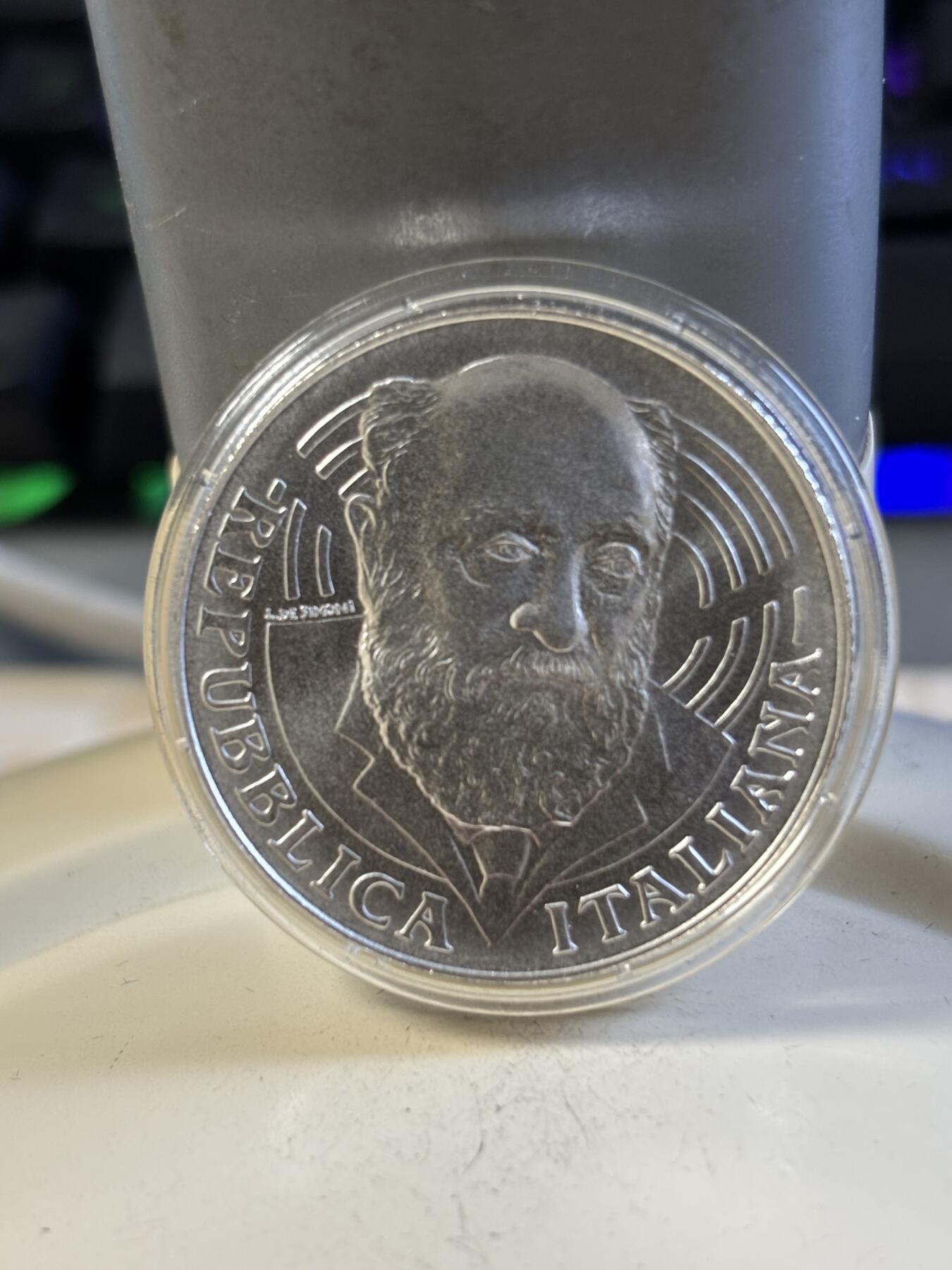 第197期拍卖 意大利2007年政治家斯皮内利诞辰百年磨砂纪念银币，925银，18克