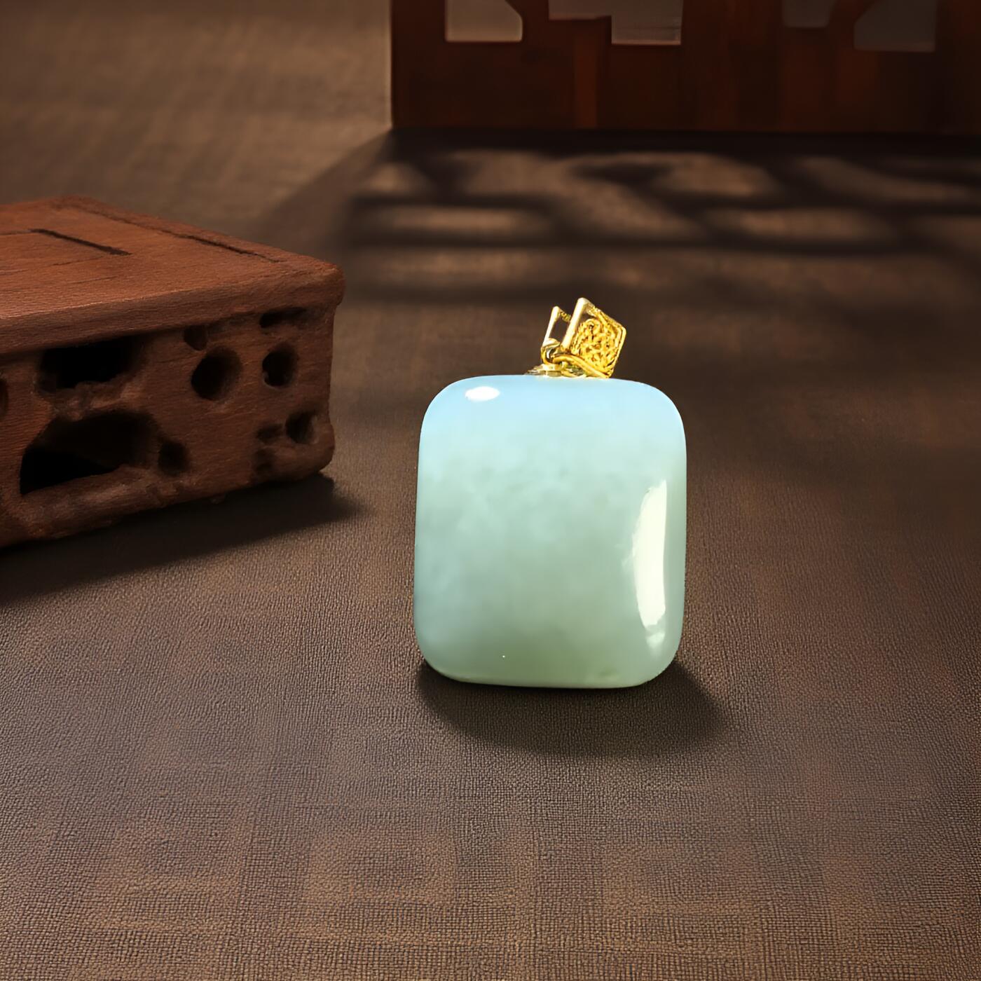 碧月说宝 君子怀瑾·当代和田玉清风专场(八) 和田玉18K金且末蓝平安牌